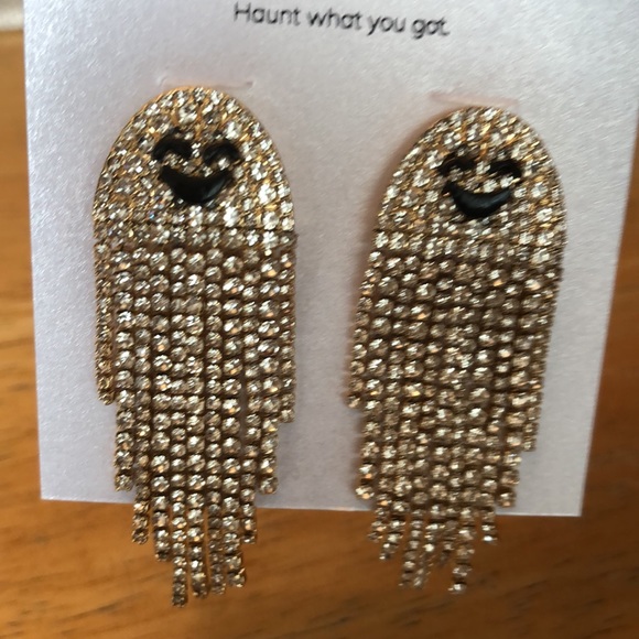 Baublebar Gold Tone Ghost Crystal Fringe Chandelier Drop Earrings NEW - Picture 8 of 12